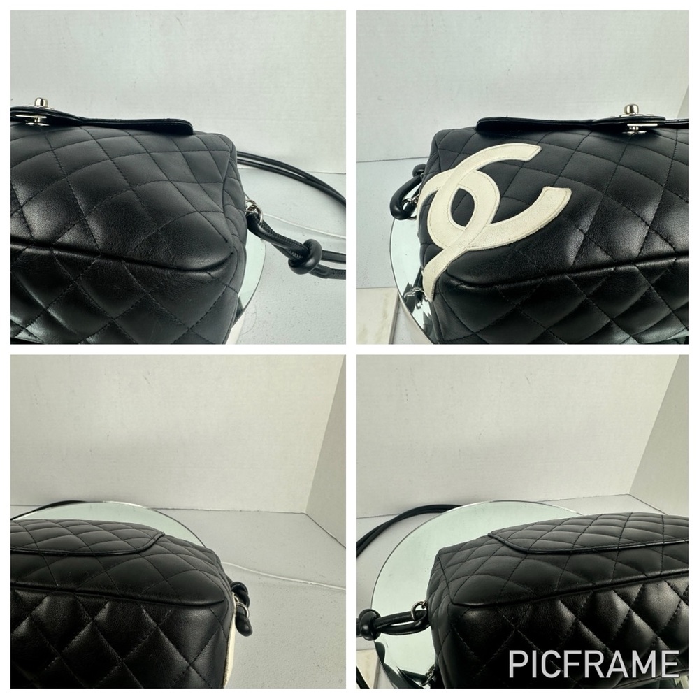 CHANEL Black Quilted Lambskin Shoulder Bag with White CC Charm - Picture 3 of 6
